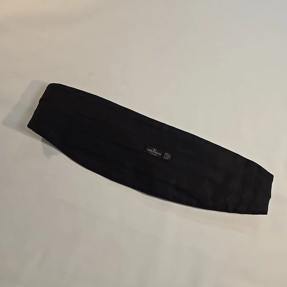 VTG Valentino Cravatte Mens Silk Cummerbund Green Black‎ Pattern USA Adjustable